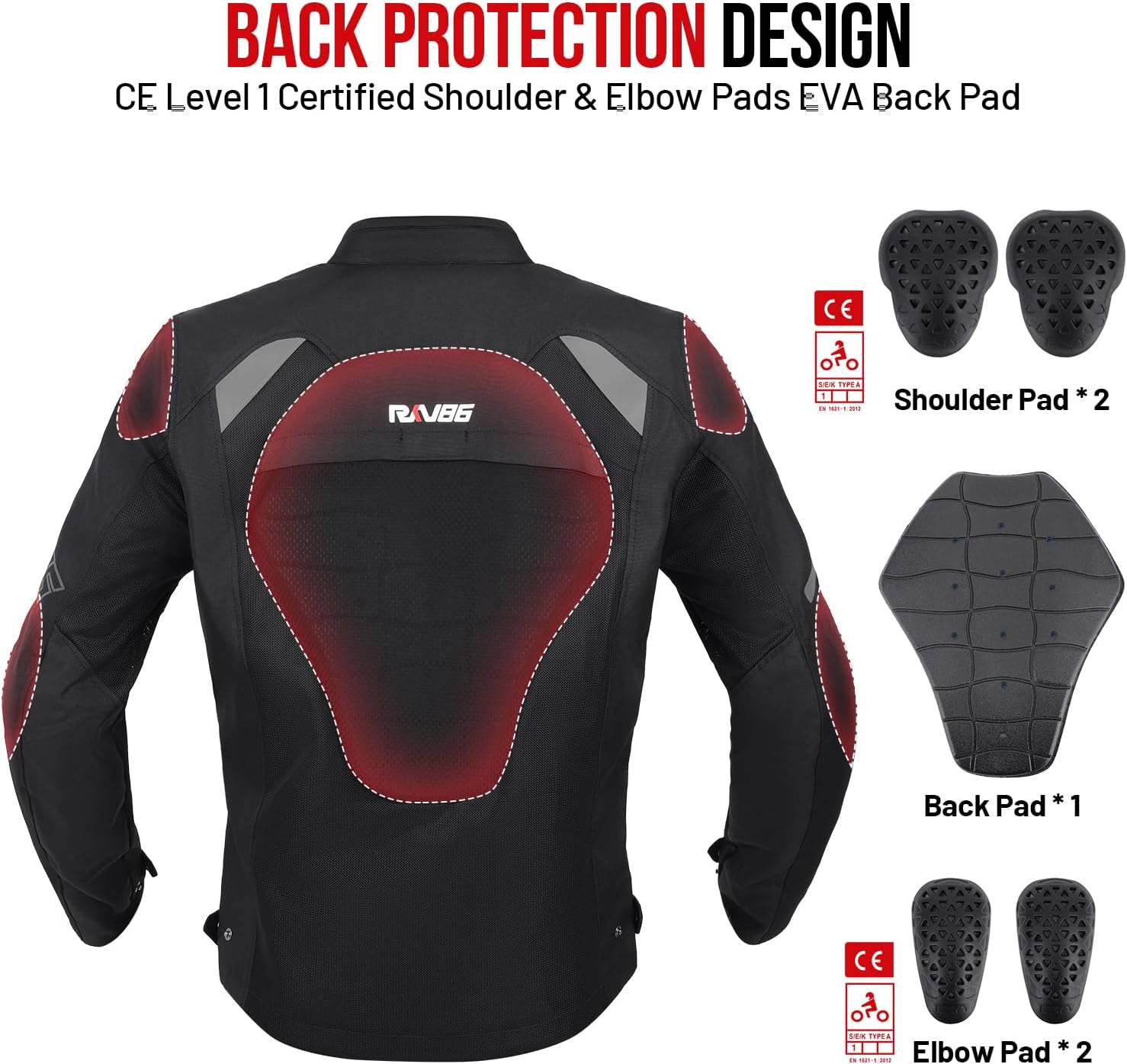 Motorcycle Jacket for Men with CE Armored Mesh Riding Jacket Breathable Motorbike Jacket Hi-viz Adventure Motorcycle Jacket (Black 2XL) - Image 4