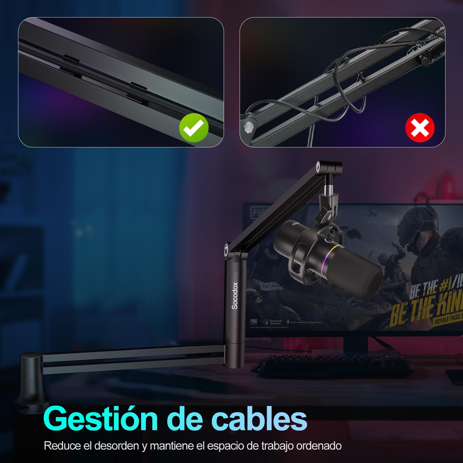 Micrófono Boom Arm, Brazo de Mic de bajo perfil, Soporte de Miro para Podcastin, Streaming, Totalmente ajustable 360 ° Giratorio 90 ° Plegable para Blue Yeti