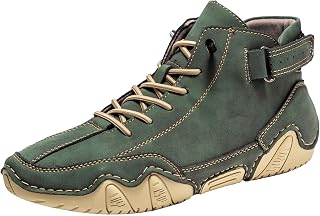 Zapatillas de piel negra para hombre, botas de invierno, botas de invierno, botas forradas, ergonómicas, color blanco, talla 10, Green, 42 2/3 EU