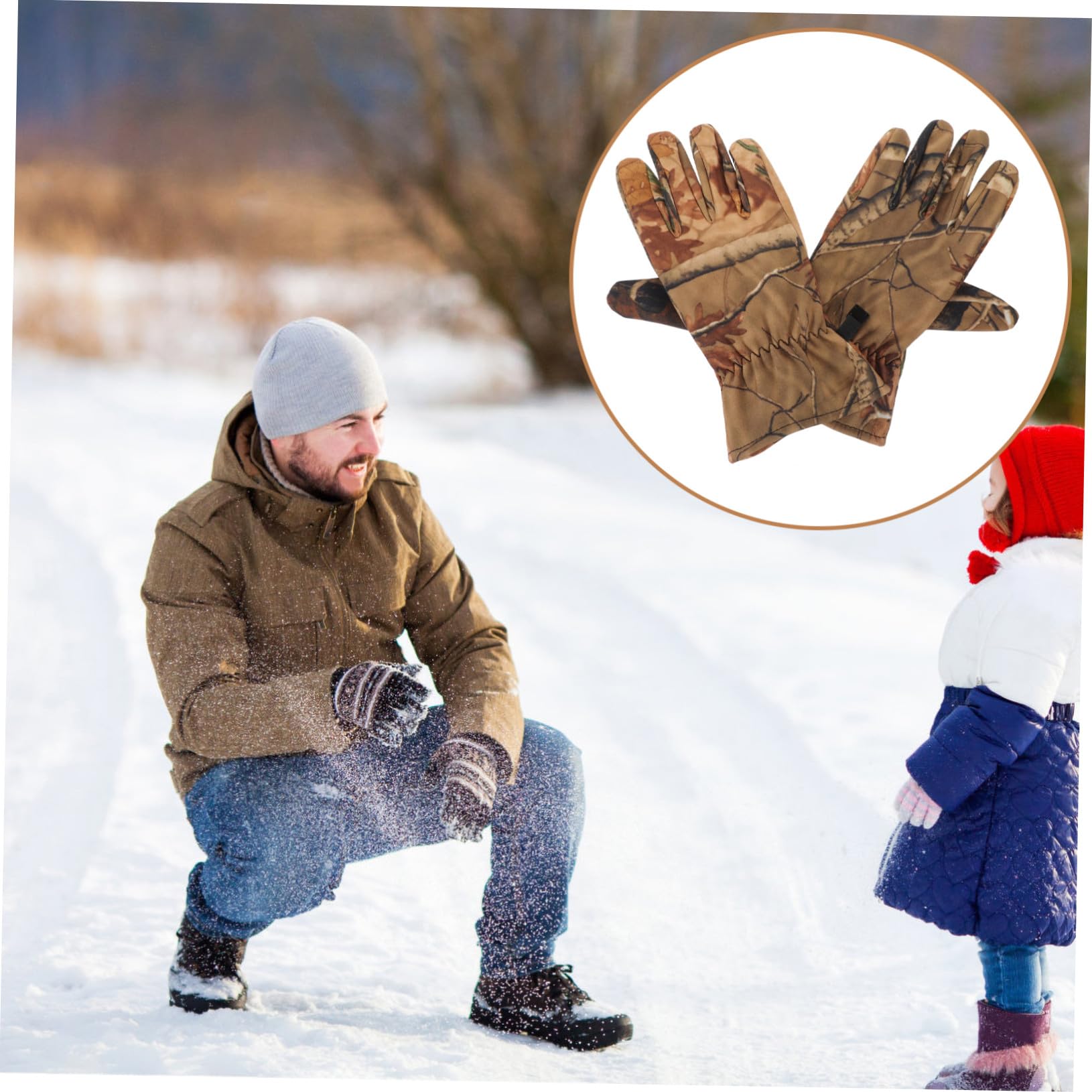 ABOOFAN Guantes de Caza Camuflaje Impermeables Cálidos con Forro Polar Guantes de Dedo Completo para Invierno para Caza Ciclismo y Esquí Talla XL
