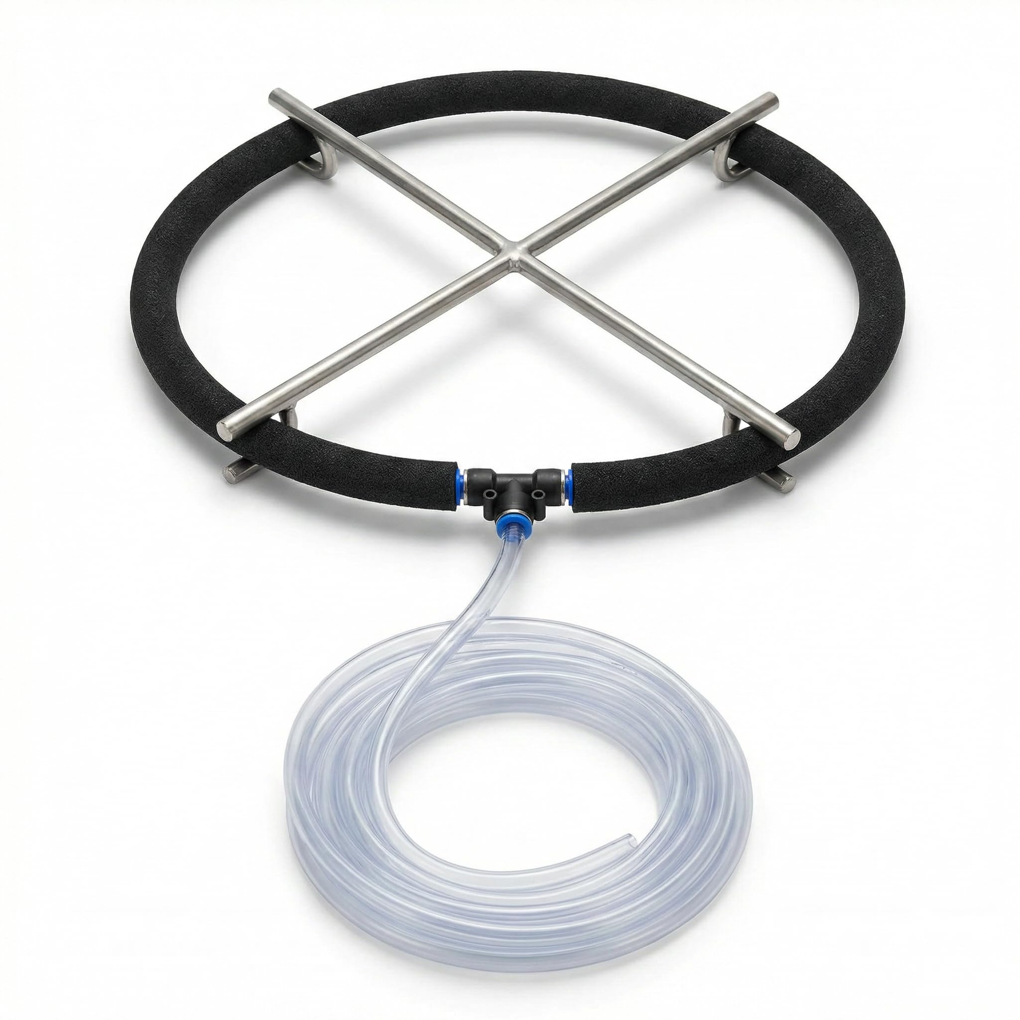 Pondlife Teichbelüfter Belüfterring 50 cm, japanischer Luftausströmer, selbstsinkend mit Edelstahlkreuz, feine Perlung, für Teichbelüftung, Koi-Teich und Filterkammern, Schlauch mit Innenmaß 16 mm