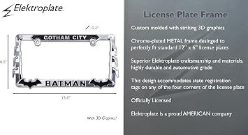 Elektroplate 3D Batman Premium Custom Molded License Plate Frame Chrome
