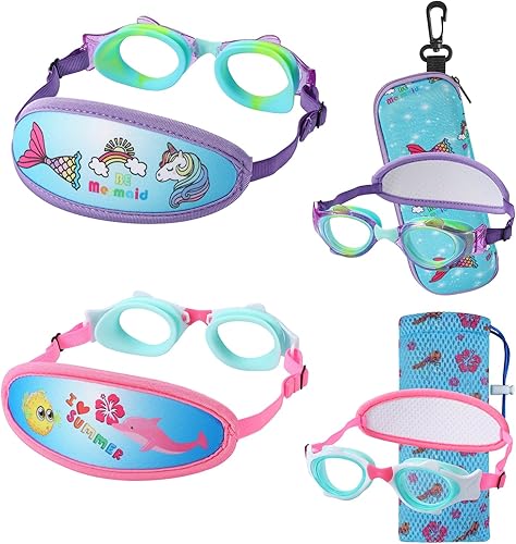 Miniatura 9 de Gafas de natación para niños de 2 a 6 años, gafas para niños pequeños sin tirones de pelo, gafas acolchadas para la cabeza