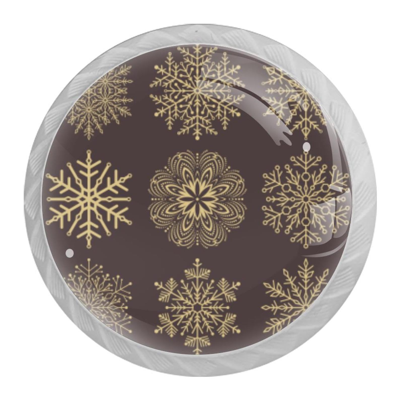 Tqmspg Multi19 4 Pieces Drawer Pulls Snowflakes Door Knobs Dresser Handles For Kitchen Wardrobe Cupboard Hardware Furniture