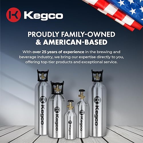 Miniatura 9 de Kegco 3PB5-RED 5 lb. Tanque de aluminio de Co2 con acabado epoxi rojo eléctrico