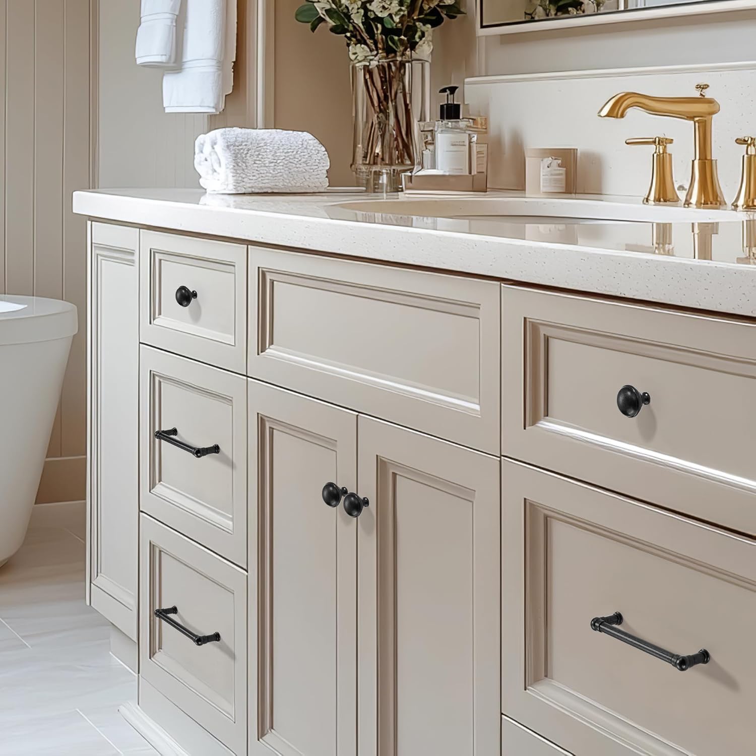 Sailing 10 Pack Cabinet Pulls-6.3"/160mm Antique Black Cabinet Handles for Kitchen Bedroom Bathroom Living Room Modern Drawer Handles