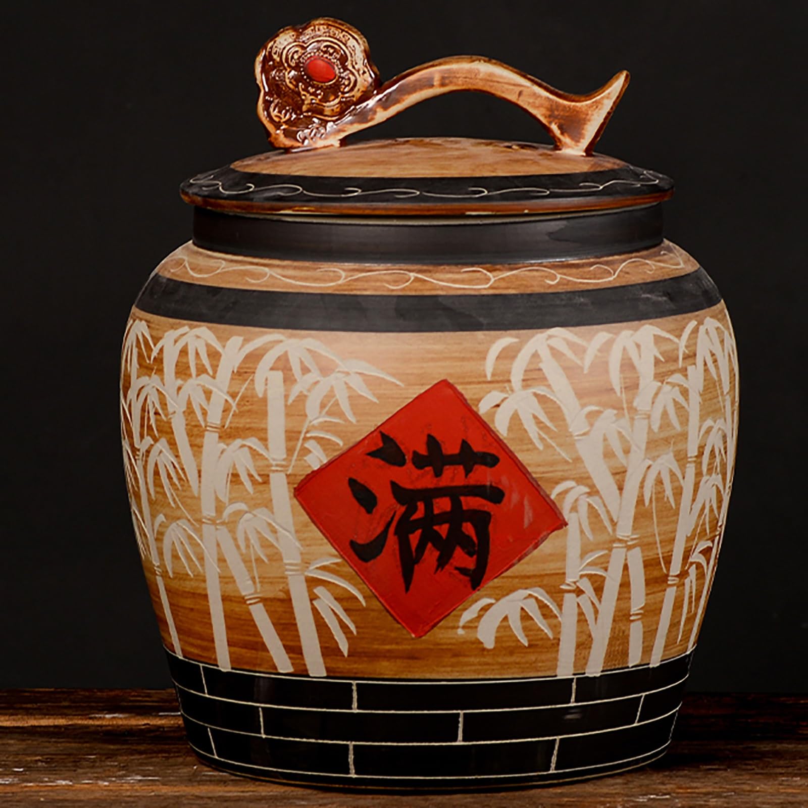 WYZFDC Ceramic Food Storage Containers Ceramic Rice Bucket Rice Jar with Lids Large Kitchen Grain Storage Tank Ceramic Rice Storage Container Food