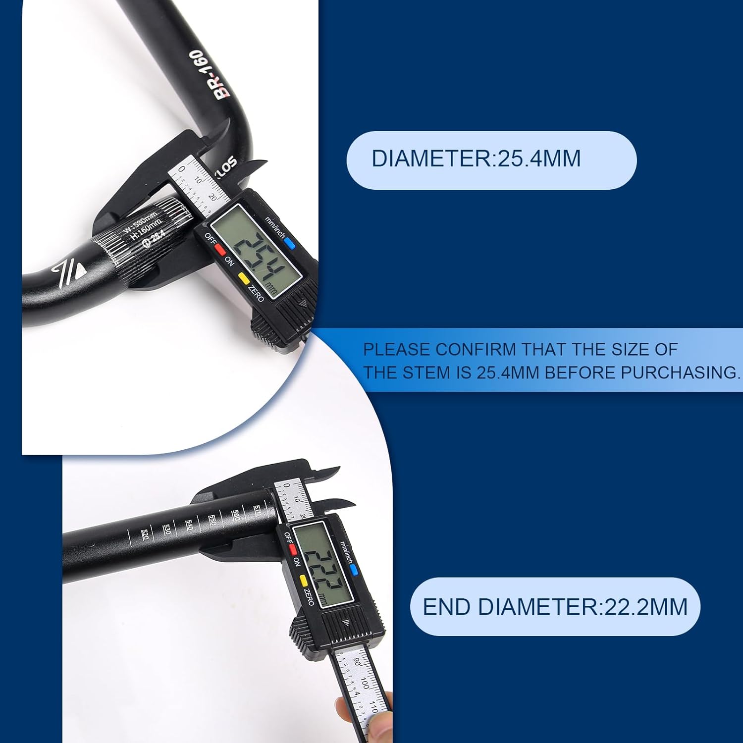 BUCKLOS Mountain Bike Handlebars 25.4mm - 120/160mm Rise MTB Aluminum Alloy Handlebar - 580mm High Rise Bicycle Riser HandleBars for E-Bike Folding Bike Downhill Racing.