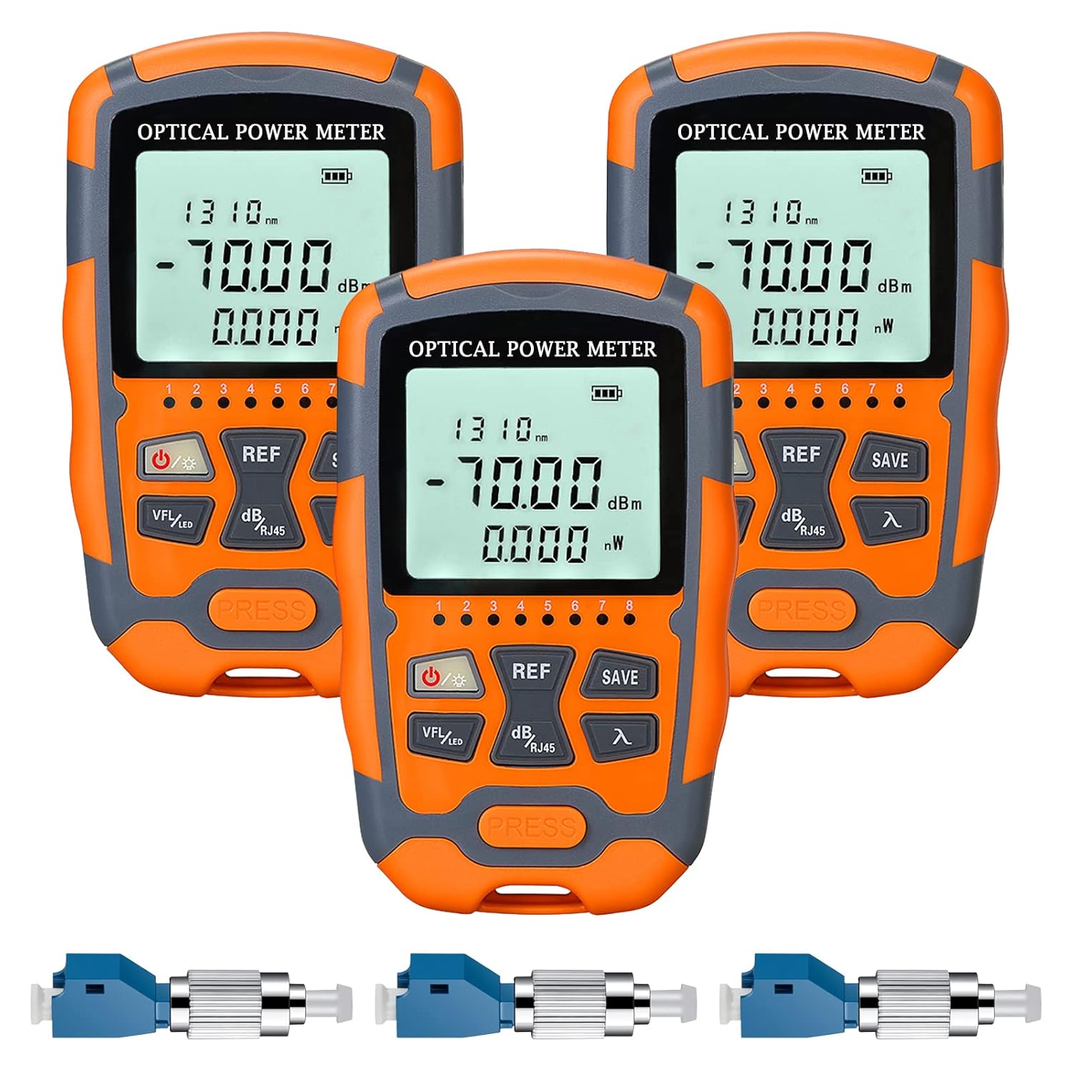 3-Pack Fiber Optic Tester Portable Fiber Light Power Meter -70~10dBm, SC/FC/ST Universal Interface Built-in 10Km Fault Detector with FC to LC Adapter