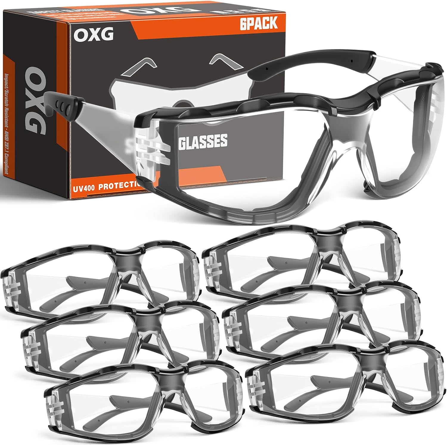 OXG Anti Fog Safety Glasses with Foam Gasket, ANSI Z87.1 Protective Eyewear