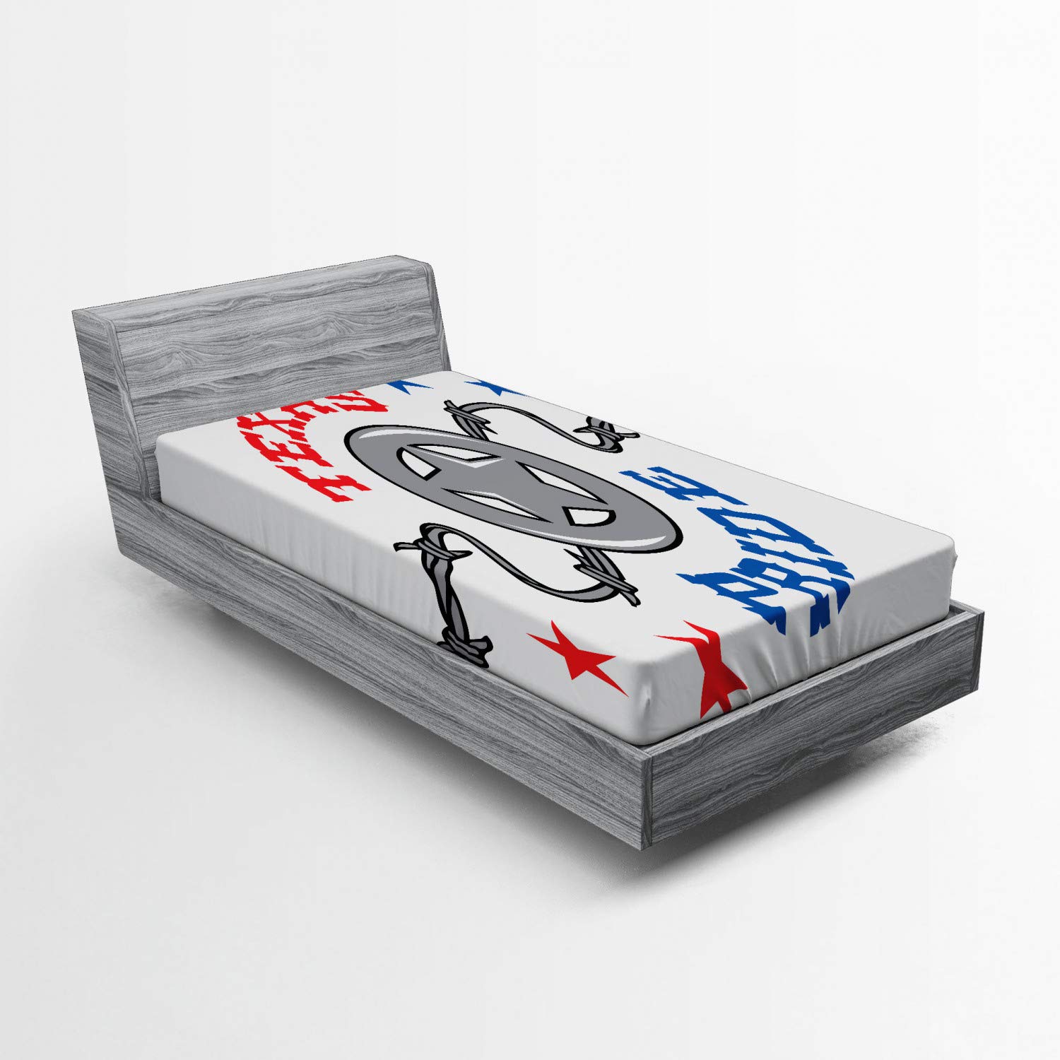 ABAKUHAUS Croazia Lenzuolo con Angoli, Design Semplice Flag Stampa, Morbido Tessuto Decorativo da Letto Tasca Elastica a Tutto Tondo, 90 x 190 cm, Vermilion Indigo Bianco