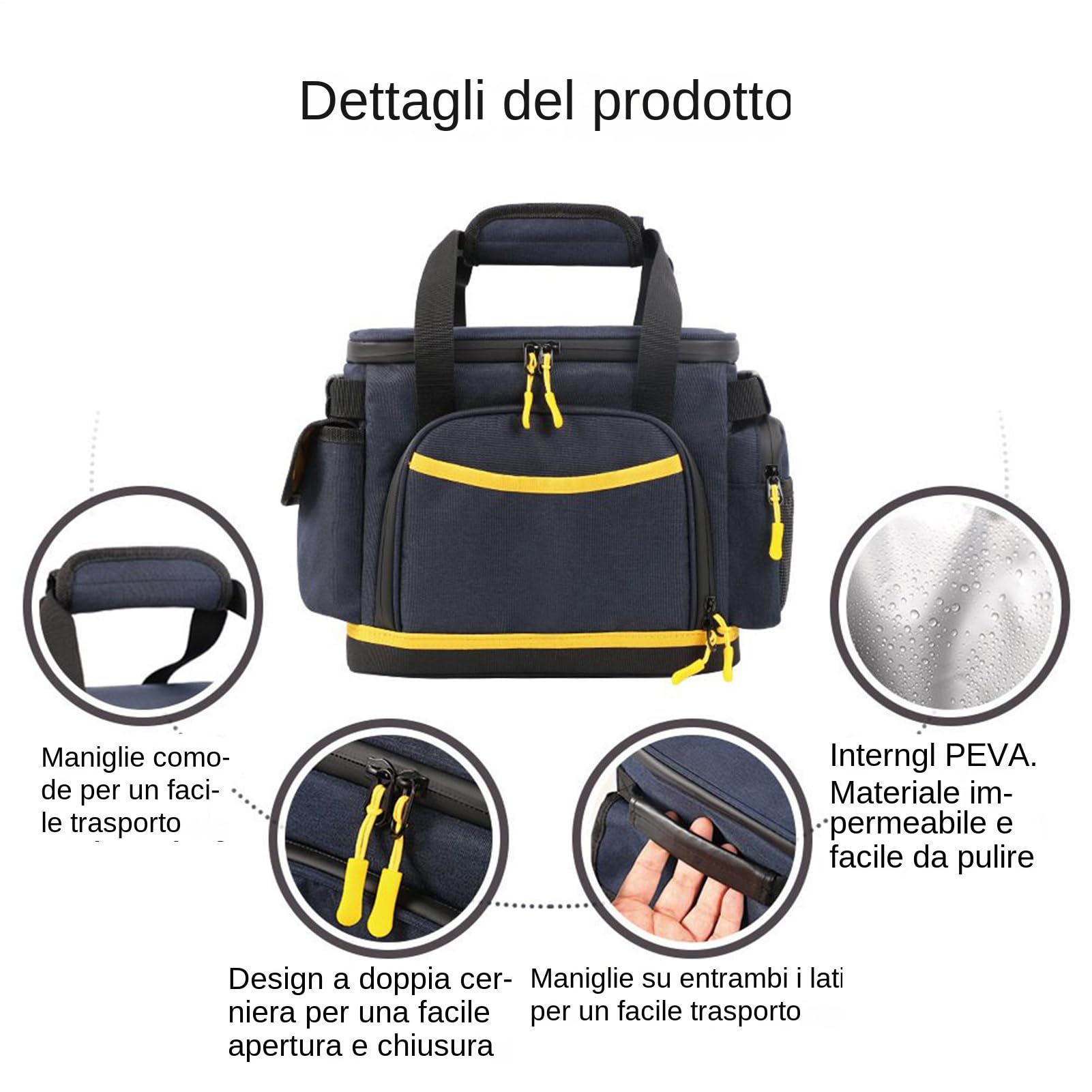 Generico Borsa Porta Cavi Di Ricarica Organizer Antiurto e Antistatico | Borsa con Cerniera per Cavi di Ricarica Custodia da Viaggio in Oxford con Più Tasche Power Station
