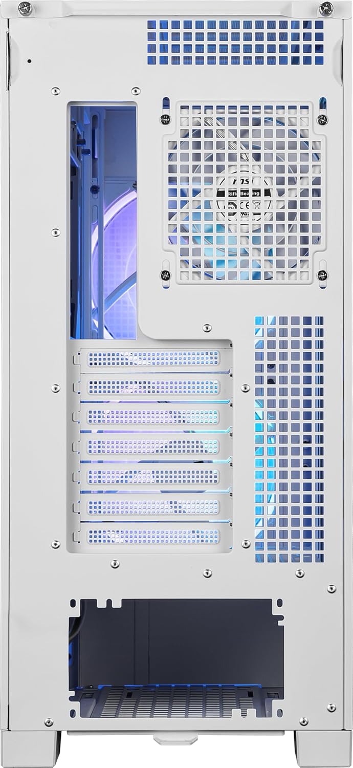 MSI MPG Velox 300R Airflow PZ White - Mid-Tower Gaming PC Case - Tempered Glass Side Panel - 2 x 160 mm Dual Layer Blades Fans - Liquid Cooling Support up to 360mm Radiator - Mesh Panel for Airflow