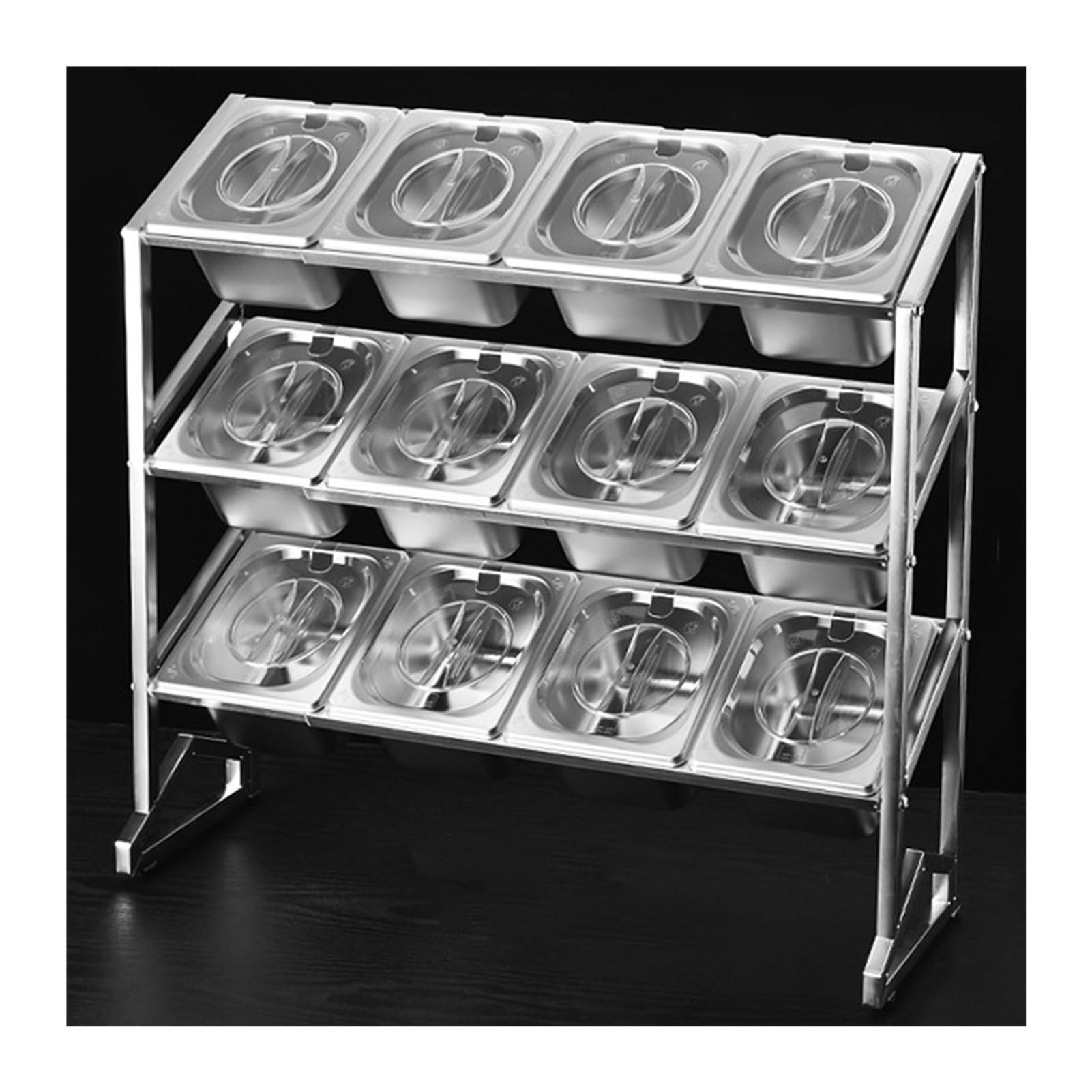 WDSOPK Expandable Spice Rack Organizer Shelf, 2/3 Tier Commercial Condiment Racks For Kitchen Pantry Buffets, Seasoning Sauce Salad Jam Ingredients Food Container Dispenser (68x19x63cm)