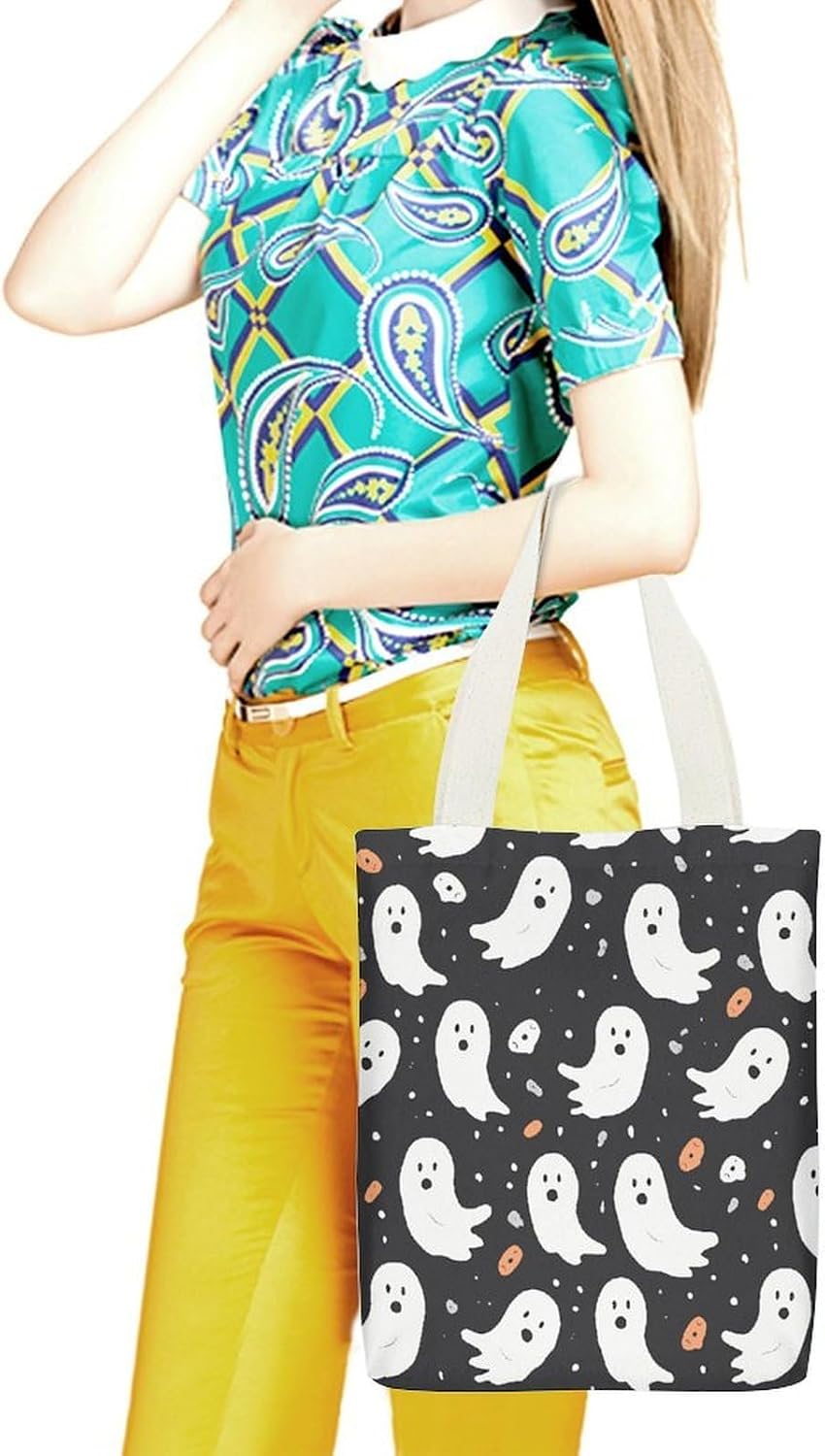 Cute Ghost Halloween Pattern Canvas Tote Bag Shoulder Bag Handbag image 2