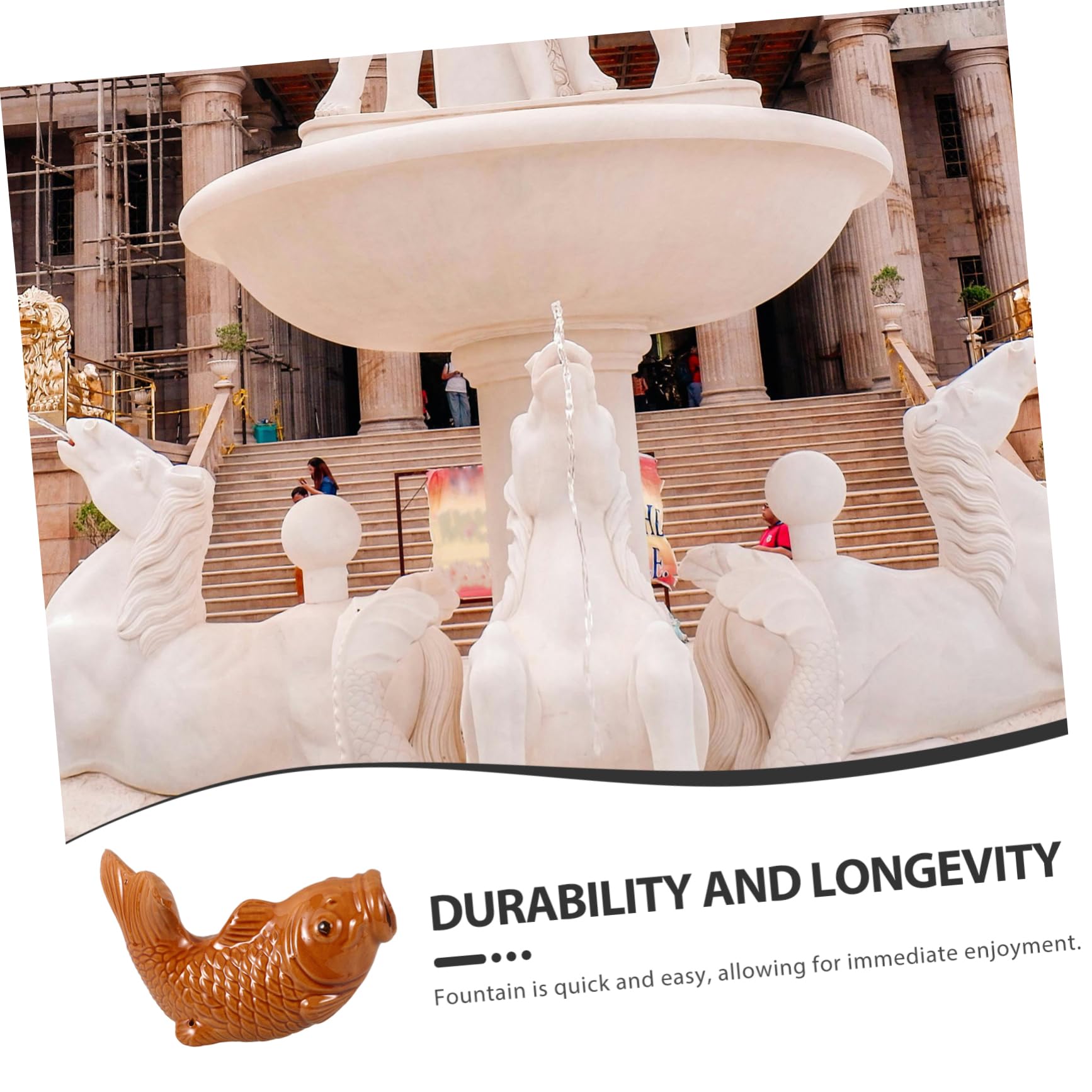 Cabilock Fontana Decorativa Ceramica con Spout Pesce per Giardino e Balcone Accessorio per Circolazione Stile Naturale per Piante e Laghetti