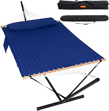 Lazy Daze Double Hammock with Stand, Balance Straps & Carry Bag for Outside