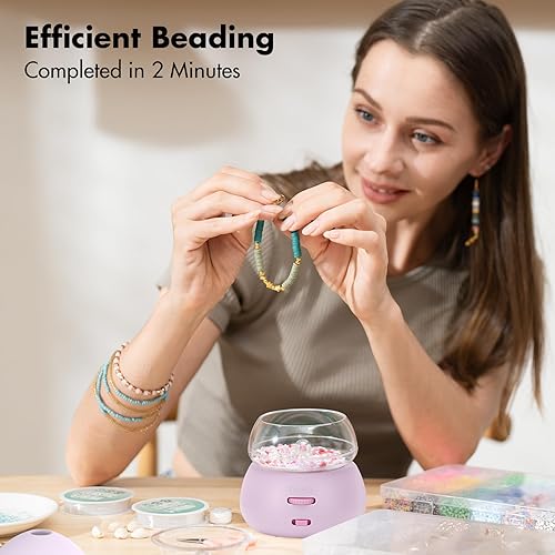 Miniatura 4 de Beadact Girador eléctrico de cuentas, girador de cuentas a batería, hilador de cuentas de semillascuentas de arcilla con 2 agujas de cuentas para