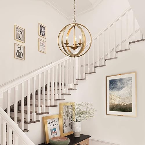 Miniatura 4 de GEPOW Candelabros modernos de orbe, lámpara colgante de globo dorado para comedor, sala de estar, dormitorio, isla de cocina y vestíbulo