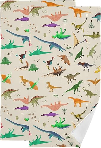 Juego de 2 toallas de mano de dinosaurio de animales lindos, toalla de baño infantil de dinosaurio suave, altamente absorbente, toalla de baño