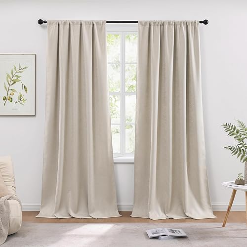 Miniatura 18 de WRENSONGE Cortinas Opacas para Dormitorio, Cortinas Opacas Azul Marino de 63 Pulgadas de Largo para Ventanas de Sala de Estar y Cocina, Cortinas