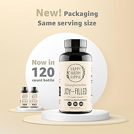 Joy-Filled Mood Support Supplement - 7 Herb Complex w/St. Johns Worts (120 Ct) | Stress Relief Supplement with Rhodiola Rosea, Eleuthero | Helps Calm The Mind & Body | 100% Plant-Based Happy Pills