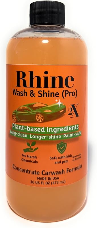 Plant-based Eco-friendly Car Wash Soap, Non-Toxic, High-Foam, Concentrated Premium soap with rinse & no-rinse options