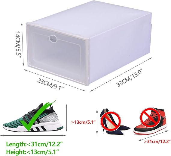 20Pcs Clear Plastic Stackable Foldable Shoe Storage Boxes, Front Opening Shoe Sneaker Holder Containers