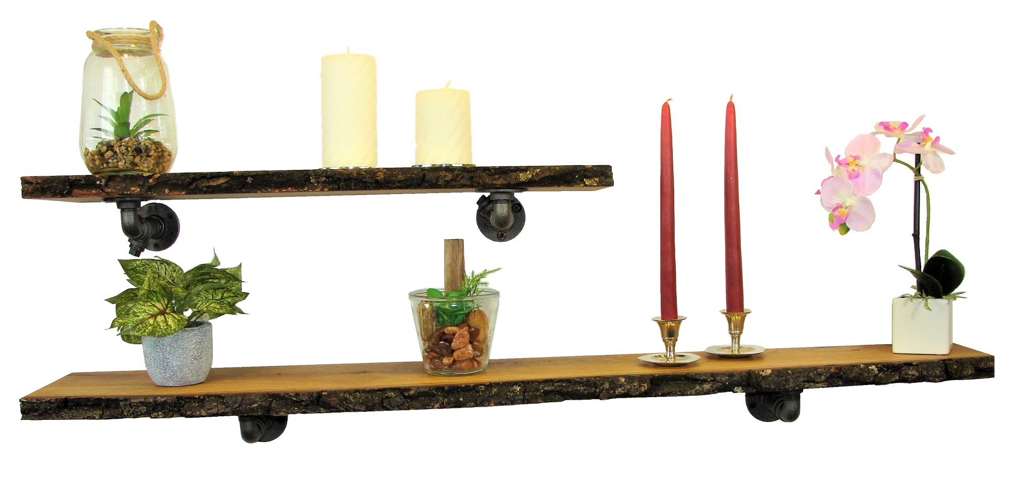 Étagère murale en chêne de 110 cm pour une déco de salon rustique et vintage