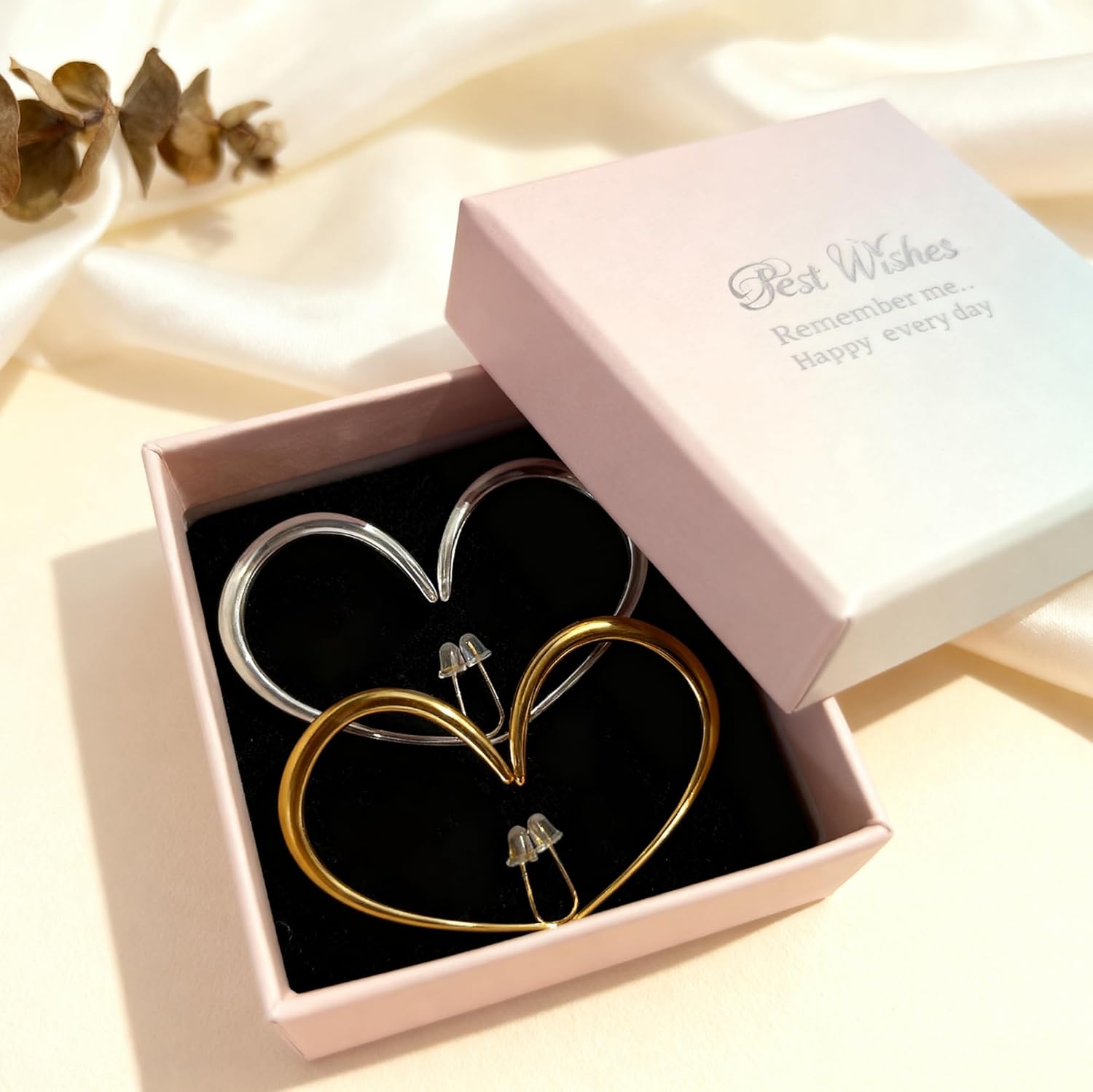 18k Gold Hoop Earrings - Hypoallergenic Silver Earrings for Women - Lightweight Hoop Jewelry 2 Pairs