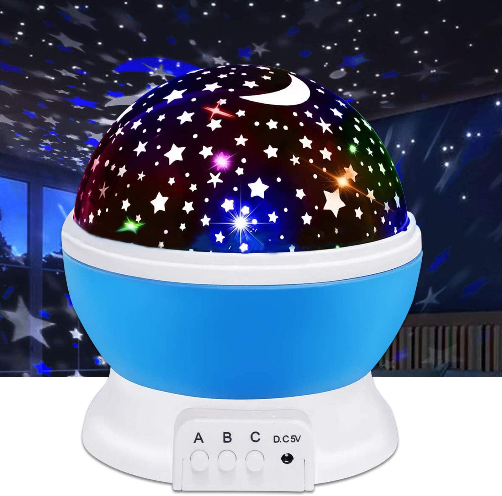 HeTaiDa Star Projector Night Light, Children's Dream 360-Degree Rotating LED Star Light Projection Lamp, Used for Baby Nursery Bedroom Decorate - Best Gifts for Kids (Blue)