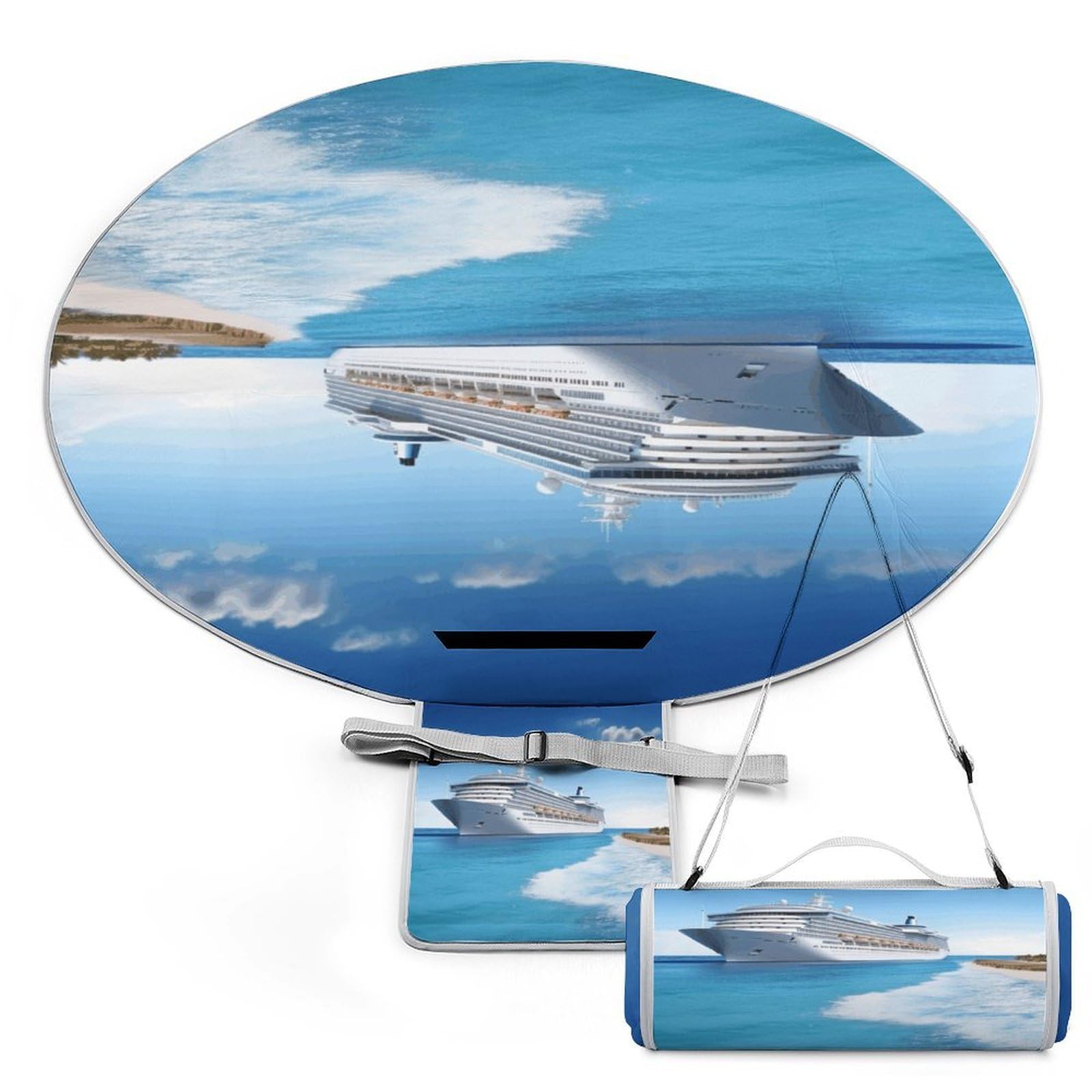 Couverture de pique-nique ronde motif croisière bord de mer