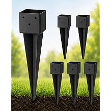 4x4 Post Anchor Ground Spike 6 Pack, No Dig Fence Post Anchor for 4x4 Wood Posts, Heavy Duty Metal Post Support, Secure Mailbox, Fence & Deck, 16" Ground Stake, 3.58" x 3.58" Inner Size