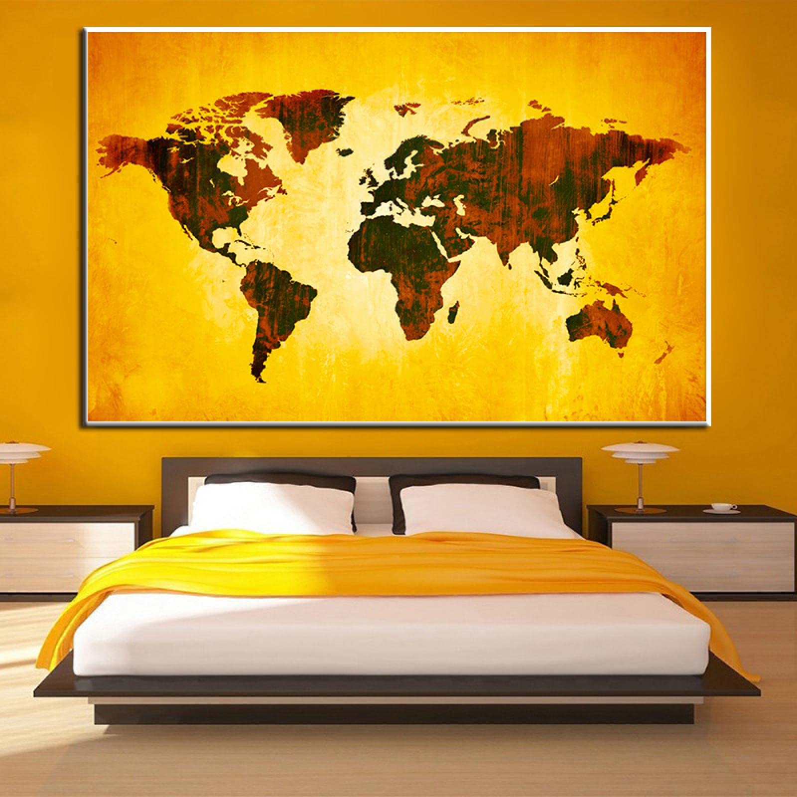 Moderne Weltkarte Poster und Drucke Leinwand Gemälde Wandkunst Bilder für Klassenzimmer Wohnzimmer Kinder Schule Dekor 80x130cm Rahmenlos