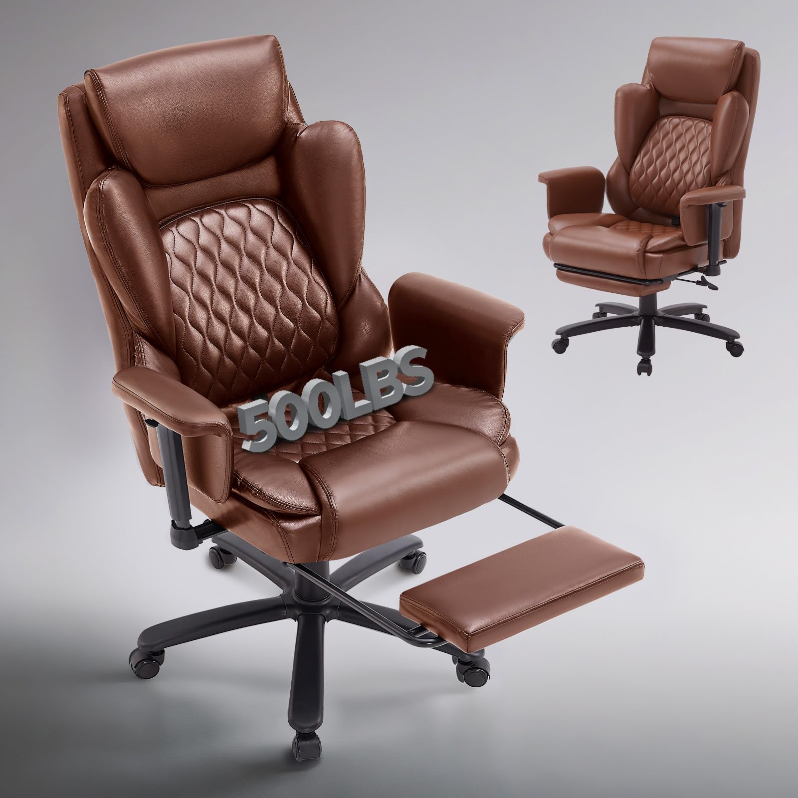 Bestier Bürostuhl Chefsessel mit Fußstütze, Stoff, Braun | Ergonomischer Drehstuhl, Verstellbare Rückenlehne, Gaming & Office Stuhl