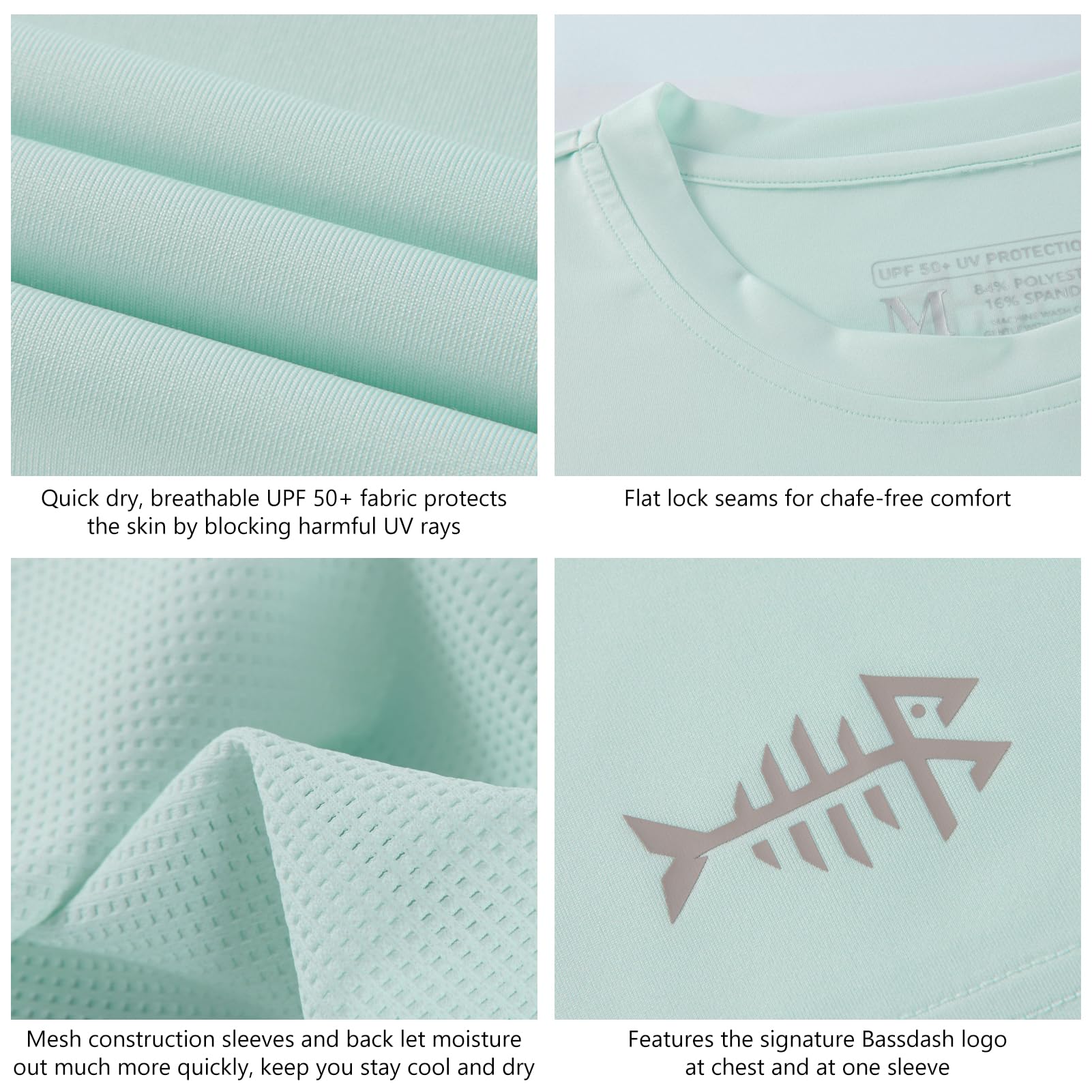 Bassdash - Maglietta da Uomo, con Protezione Solare UPF 50+, Maglietta a Maniche Corte da Pesca