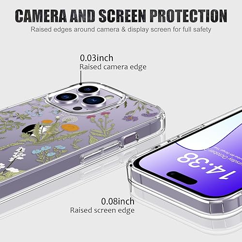 Miniatura 4 de LUHOURI Funda para iPhone 15 Pro con protector de pantalla - acrílico transparente - Diseño de patrón de moda - Carga inalámbrica - Funda protectora