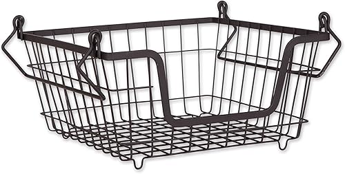 Miniatura 2 de DII - Cubo de almacenamiento apilable de malla de alambre de metal, pequeño, 28 x 28 x 15 cm, blanco