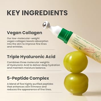 AXIS-Y Vegan Collagen Eye Serum - K Beauty Triple Hyaluronic Acid & Peptide Collagen Serum Improve Skin Elasticity, Reduce Fine Lines & Dark Circles - Vegan Korean Skin Care Eye Cream (0.33 fl. oz.)