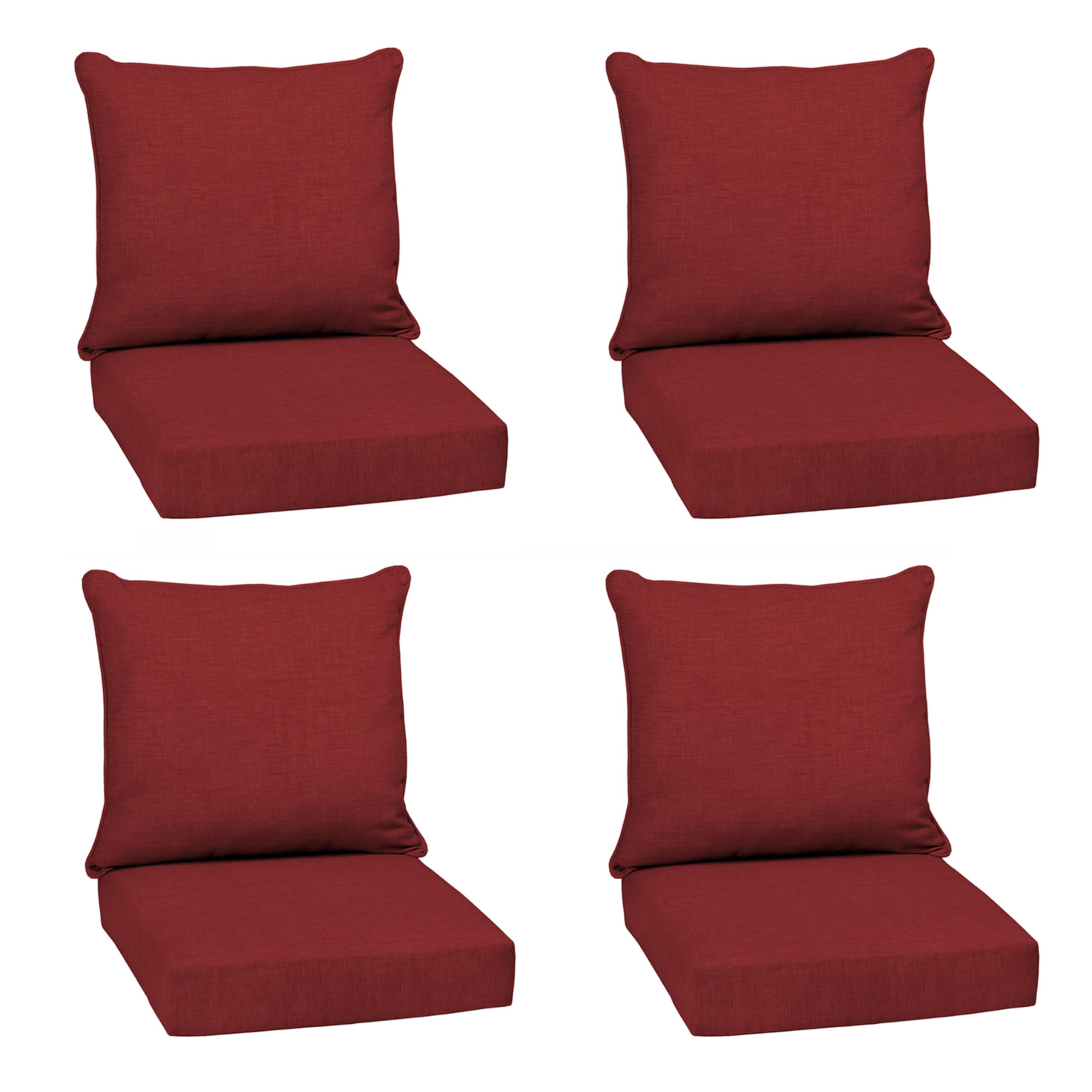 Arden Outdoor Deep Seat Cushion Set, 4-Pack, 22x24, Ruby Red