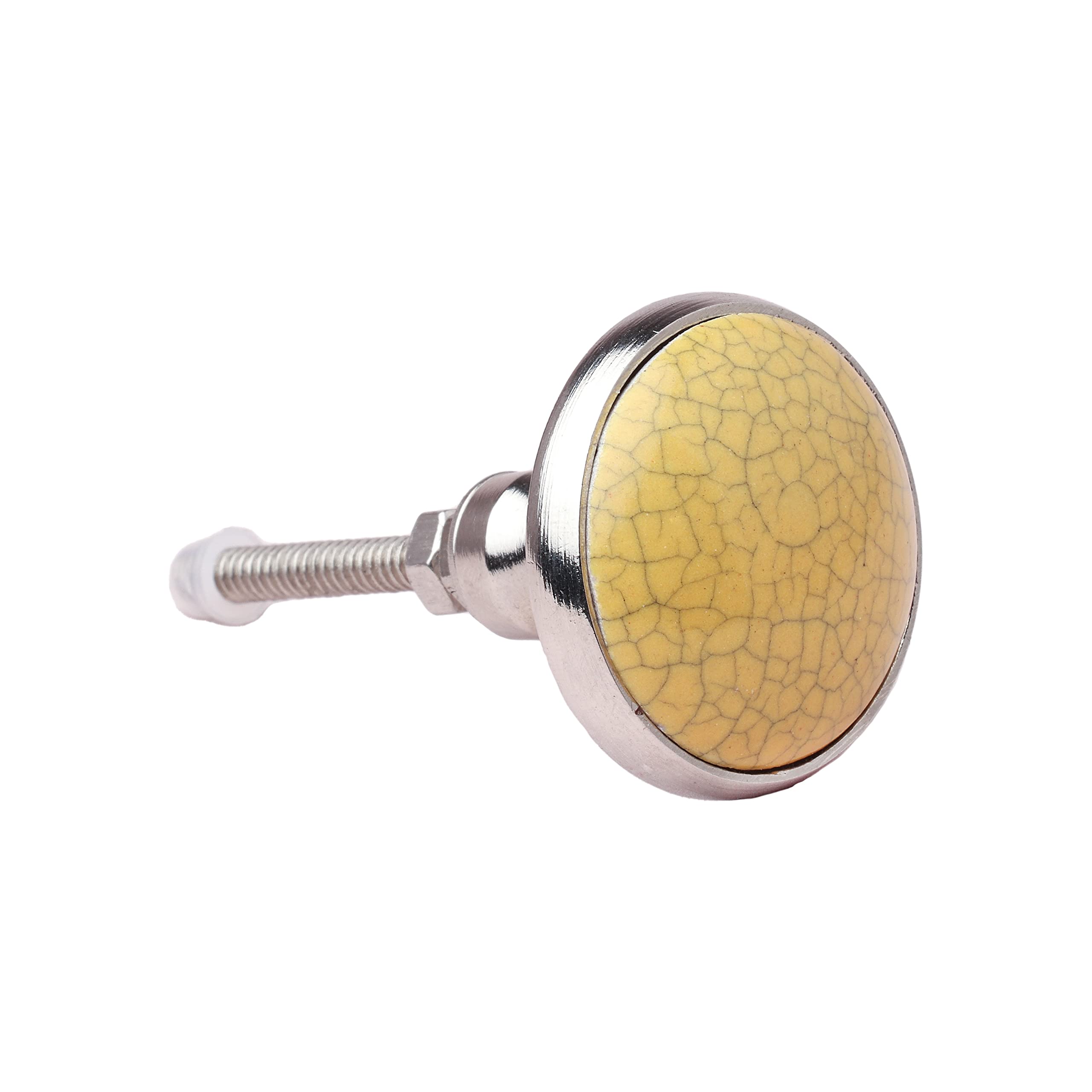 G Decor Yellow Metal Ceramic Door Knob Vintage Shabby Chic Cupboard Drawer Pull Handles (Yellow)