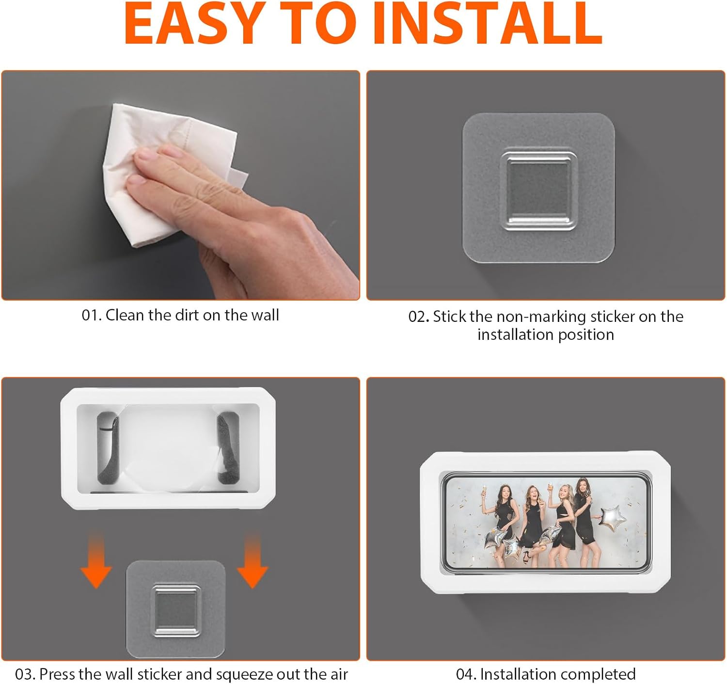 Waterproof Shower Phone Case Holder with Touchscreen Window and Hooks image 5