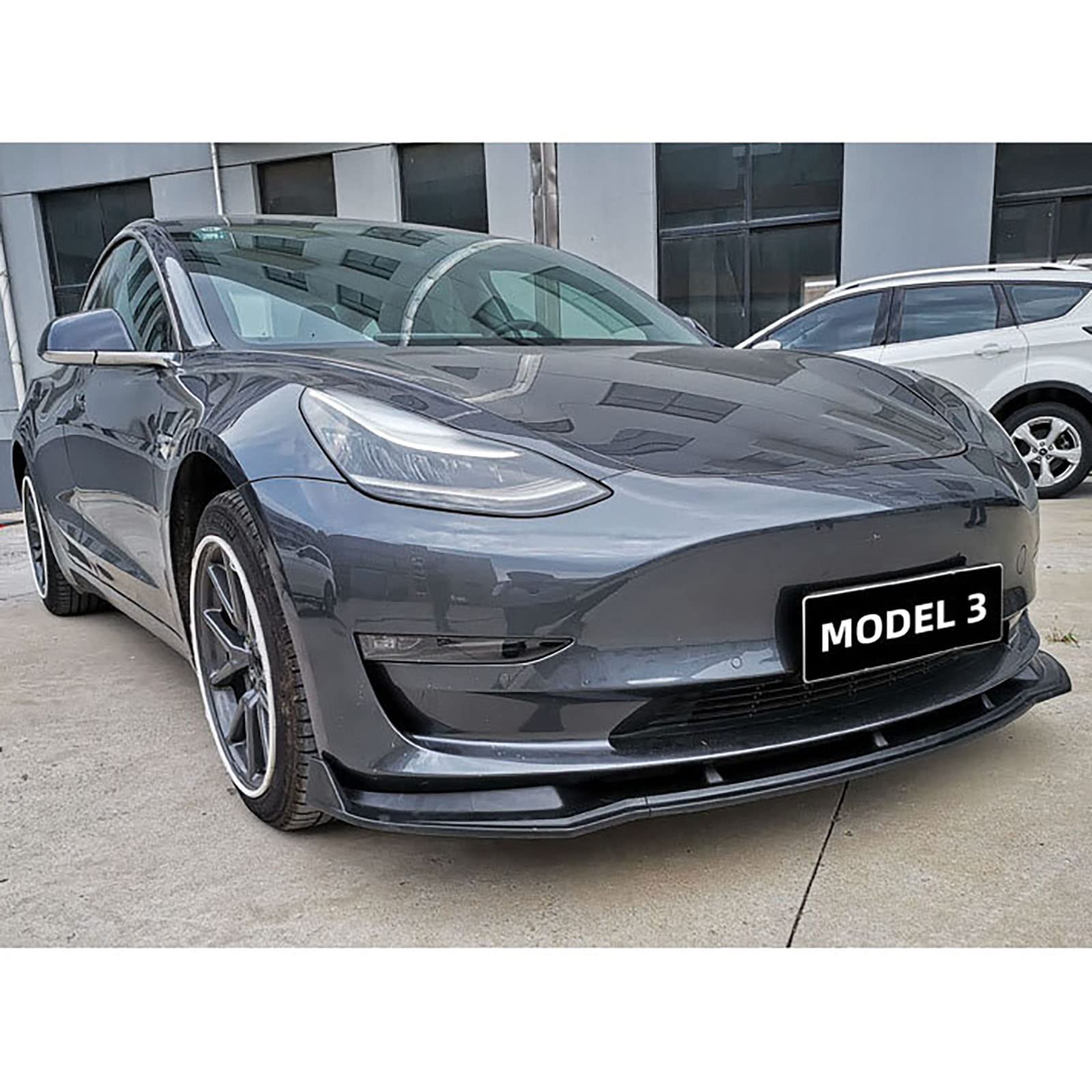 Kompatybilny z Tesla Model 3 2017-2023, przedni spojler, samochodowy zestaw do stylizacji samochodu, akcesoria zewnętrzne, błyszczący czarny