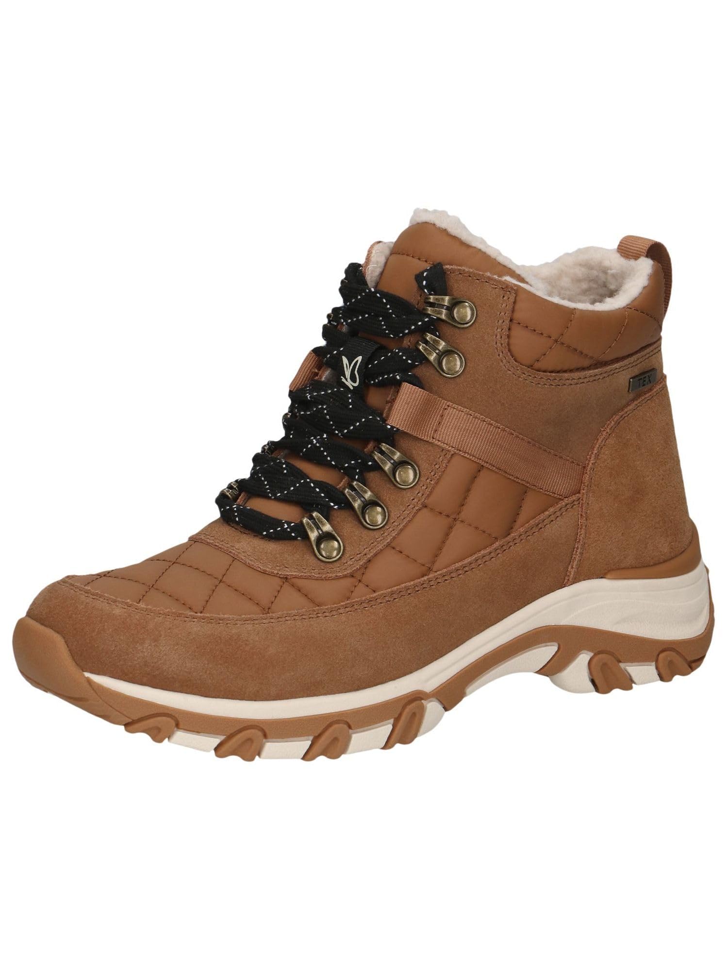 CAPRICE Women's high-top sneakers lined lace-up water-repellent, Brown (Cognac Comb), 6.5 UK