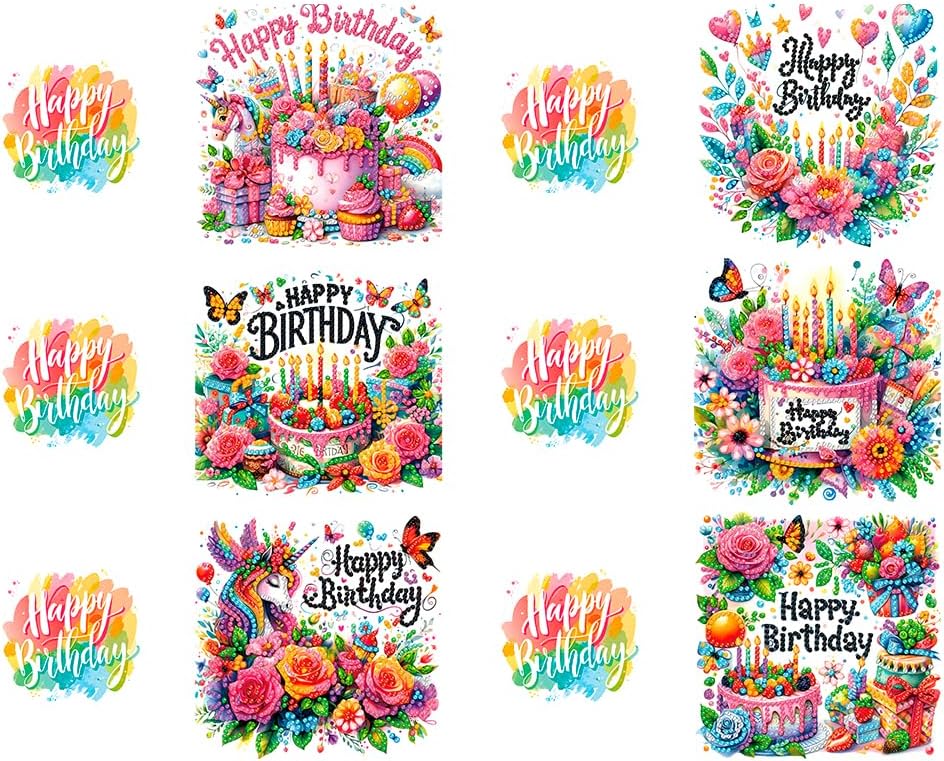 pigpigboss Happy Birthday Diamond Painting Greeting Cards Kit, 6 Packs image 2