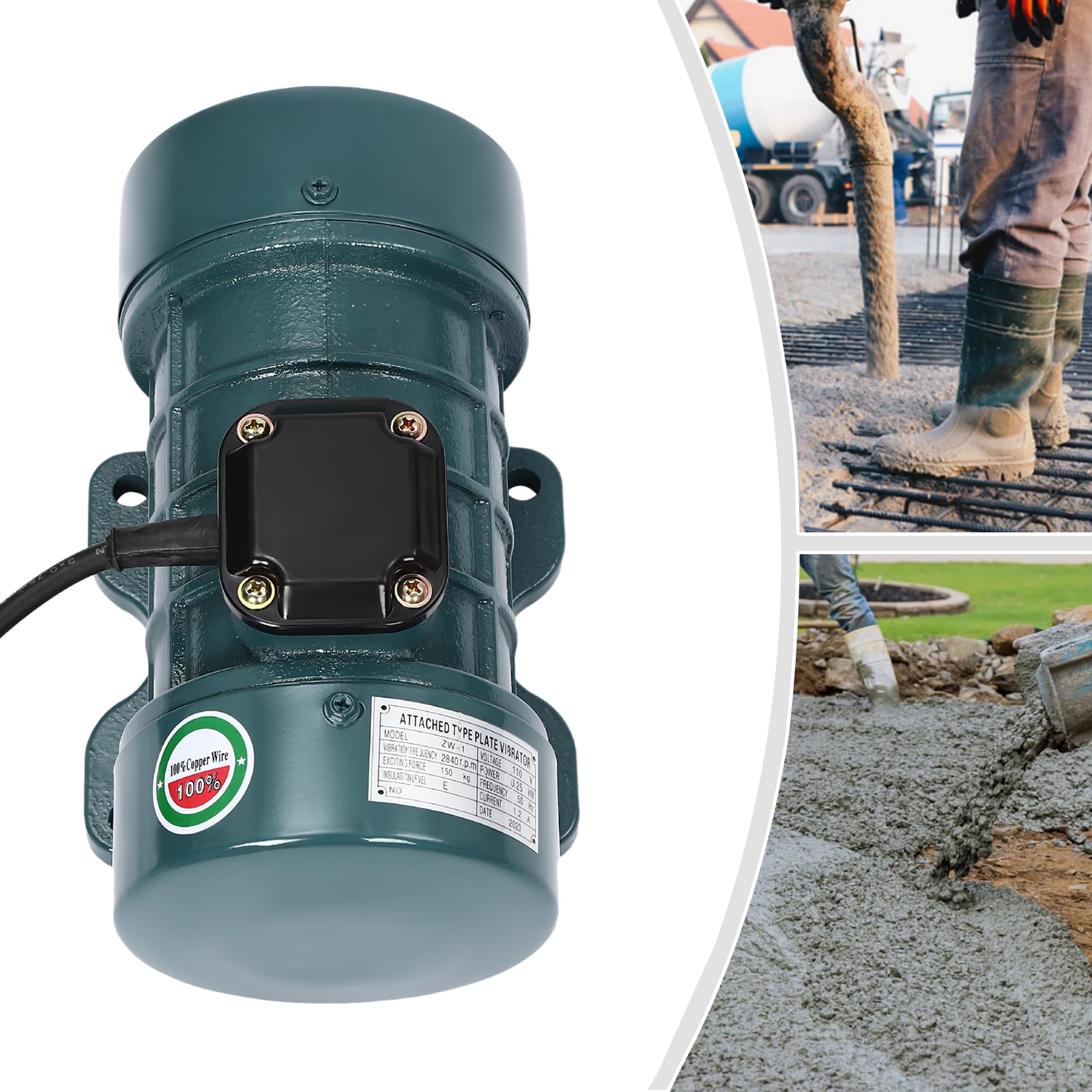 Elektrischer Vibrationsmotor 250W für Beton, Robuster Kupferdraht Motor mit Hochleistung, Ideal für Rütteltisch & Baustellen - 2840rpm, Gusseisen, Stabile Basis (Blau)
