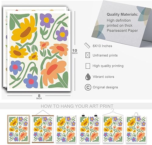 Miniatura 3 de 6 piezas de decoración de terapia de oficina, impresión de flores, impresiones artísticas para el hogar, granja, oficina, baño, cocina, dormitorio,