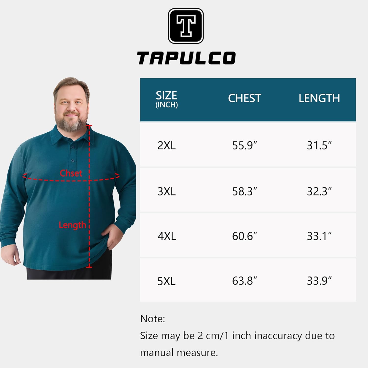 TAPULCO Men's Big and Tall Golf Polo Shirt Moisture Wicking Casual Lightweight Breathable Performance Shirts (2XL-5XL) - Image 5