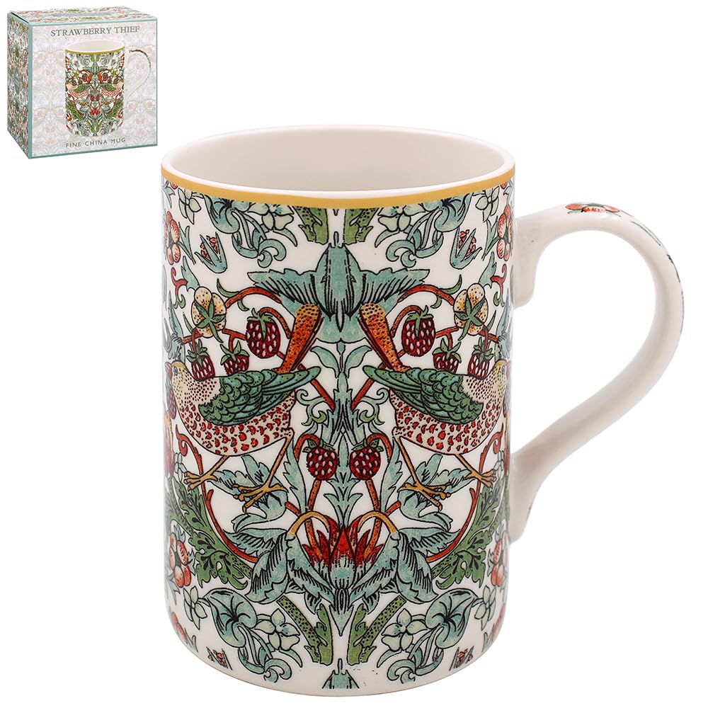 The Leonardo Collection William Morris Strawberry Thief Mug for Home & Kitchen | Newly Designed Mugs for Tea & Coffee | Lovely Cup for Mens Gifts & Birthday Gifts for Women