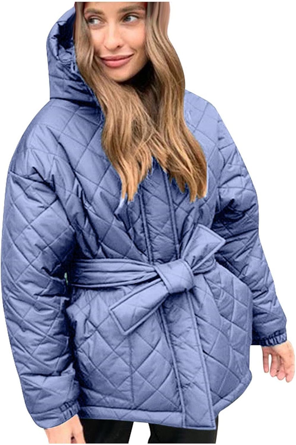 XUNRYAN Women's Winter Puffer Coats Quilted Lightweight Jackets Oversized EX-Boyfriend Jacket Kimono Coat Fashion Warm Outer